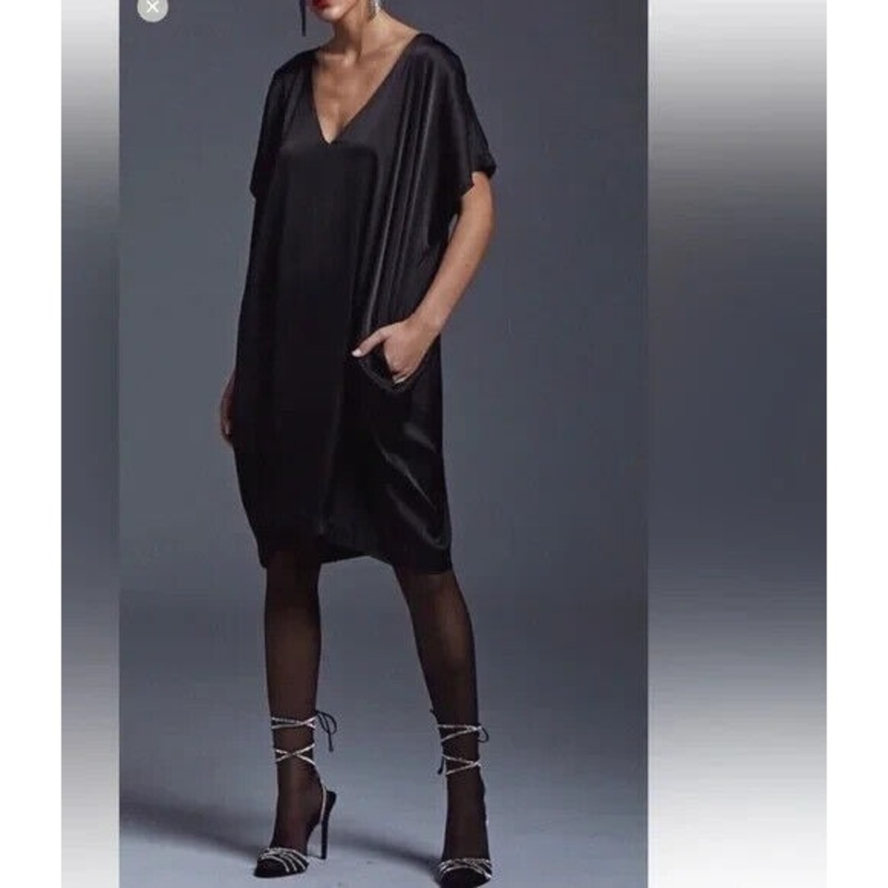 SEN Women's Black Tours Oversized V-neck Dress Size XS